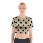 Polka Dots - Black on Khaki Brown Cotton Crop Top
