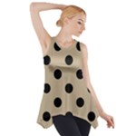 Polka Dots - Black on Khaki Brown Side Drop Tank Tunic