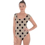 Polka Dots - Black on Khaki Brown Short Sleeve Leotard (Ladies)