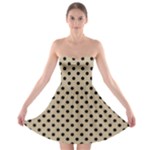 Polka Dots - Black on Khaki Brown Strapless Bra Top Dress