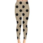 Polka Dots - Black on Khaki Brown Women s Leggings