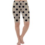Polka Dots - Black on Khaki Brown Cropped Leggings