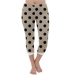 Polka Dots - Black on Khaki Brown Capri Winter Leggings