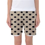 Polka Dots - Black on Khaki Brown Women s Basketball Shorts