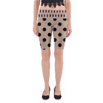Polka Dots - Black on Khaki Brown Yoga Cropped Leggings