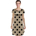 Polka Dots - Black on Khaki Brown Cap Sleeve Nightdress