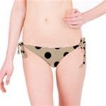 Polka Dots - Black on Khaki Brown Bikini Bottom