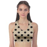 Polka Dots - Black on Khaki Brown Women s Sports Bra