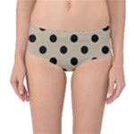 Polka Dots - Black on Khaki Brown Mid-Waist Bikini Bottoms