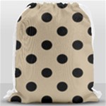 Polka Dots - Black on Khaki Brown Drawstring Bag (Large)