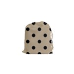 Polka Dots - Black on Khaki Brown Drawstring Pouch (XS)