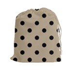 Polka Dots - Black on Khaki Brown Drawstring Pouch (XXl)