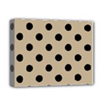 Polka Dots - Black on Khaki Brown Deluxe Canvas 14  x 11  (Stretched)
