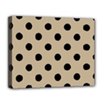 Polka Dots - Black on Khaki Brown Deluxe Canvas 20  x 16  (Stretched)