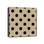 Polka Dots - Black on Khaki Brown Mini Canvas 4  x 4  (Stretched)