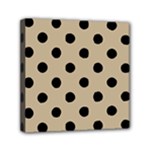 Polka Dots - Black on Khaki Brown Mini Canvas 6  x 6  (Stretched)