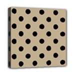 Polka Dots - Black on Khaki Brown Mini Canvas 8  x 8  (Stretched)