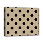 Polka Dots - Black on Khaki Brown Canvas 10  x 8  (Stretched)