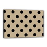 Polka Dots - Black on Khaki Brown Canvas 18  x 12  (Stretched)