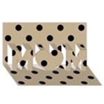 Polka Dots - Black on Khaki Brown MOM 3D Greeting Card (8x4)