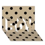 Polka Dots - Black on Khaki Brown BOY 3D Greeting Card (7x5)