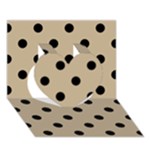 Polka Dots - Black on Khaki Brown Heart 3D Greeting Card (7x5)