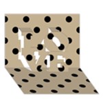 Polka Dots - Black on Khaki Brown LOVE 3D Greeting Card (7x5)