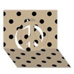 Polka Dots - Black on Khaki Brown Peace Sign 3D Greeting Card (7x5)