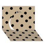 Polka Dots - Black on Khaki Brown Circle 3D Greeting Card (7x5)