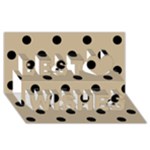 Polka Dots - Black on Khaki Brown Best Wish 3D Greeting Card (8x4)