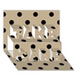 Polka Dots - Black on Khaki Brown TAKE CARE 3D Greeting Card (7x5)