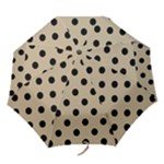Polka Dots - Black on Khaki Brown Folding Umbrella