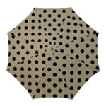 Polka Dots - Black on Khaki Brown Golf Umbrella