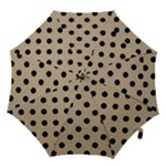 Polka Dots - Black on Khaki Brown Hook Handle Umbrella (Large)