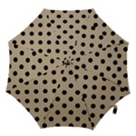Polka Dots - Black on Khaki Brown Hook Handle Umbrella (Small)