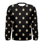 Polka Dots - Khaki Brown on Black Men s Long Sleeve T-shirt