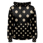 Polka Dots - Khaki Brown on Black Women s Pullover Hoodie