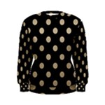 Polka Dots - Khaki Brown on Black Women s Sweatshirt