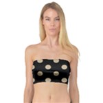 Polka Dots - Khaki Brown on Black Bandeau Top