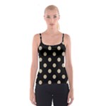 Polka Dots - Khaki Brown on Black Spaghetti Strap Top