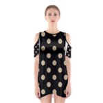 Polka Dots - Khaki Brown on Black Women s Cutout Shoulder Dress