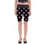 Polka Dots - Khaki Brown on Black Yoga Cropped Leggings