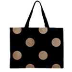 Polka Dots - Khaki Brown on Black Zipper Mini Tote Bag