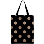 Polka Dots - Khaki Brown on Black Zipper Classic Tote Bag
