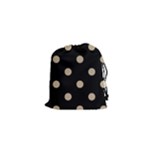 Polka Dots - Khaki Brown on Black Drawstring Pouch (XS)