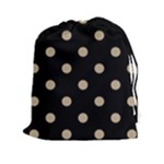 Polka Dots - Khaki Brown on Black Drawstring Pouch (XXl)