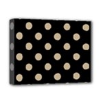Polka Dots - Khaki Brown on Black Deluxe Canvas 14  x 11  (Stretched)