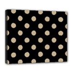 Polka Dots - Khaki Brown on Black Deluxe Canvas 24  x 20  (Stretched)