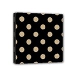 Polka Dots - Khaki Brown on Black Mini Canvas 4  x 4  (Stretched)