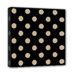 Polka Dots - Khaki Brown on Black Mini Canvas 8  x 8  (Stretched)
